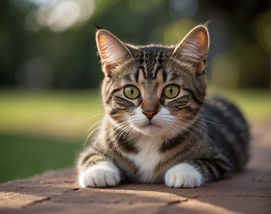 A 6-month-old cat should be about half the size of a full-grown adult cat, with a sleek and youthful appearance, and a playful and curious demeanor