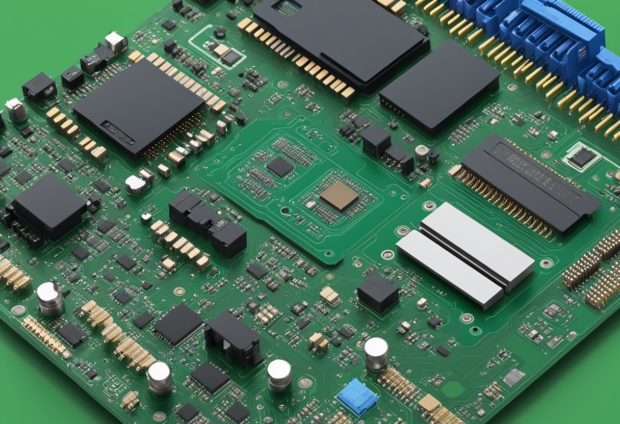 An organized layout of LG main PCB components, neatly arranged on a green circuit board
