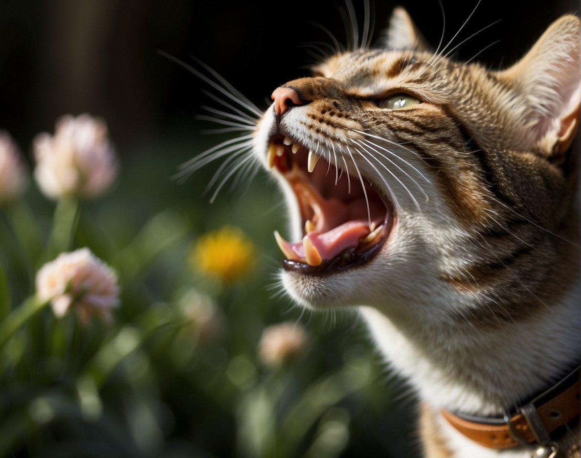 A cat with its mouth open, showing its uvula. Surrounding the cat are images of different cat species, emphasizing evolutionary perspectives