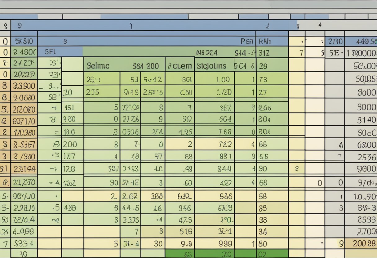 A computer screen displaying an Excel spreadsheet with labeled columns and rows, showing calculations for PCB assembly costs