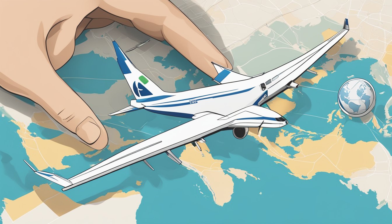 A person swiping a credit card with a KrisFlyer logo, while a map of Singapore and an airplane are in the background