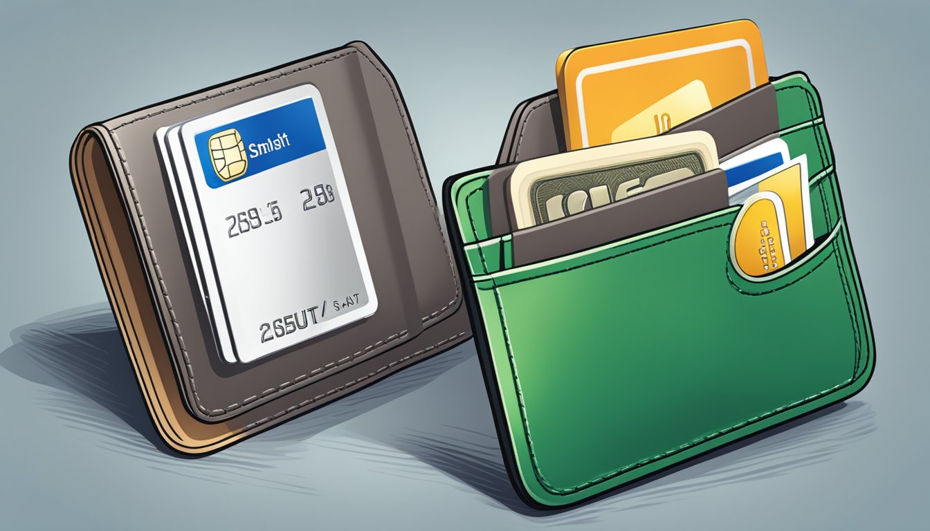 A child's debit card sits securely in a sleek wallet, surrounded by a protective shield symbolizing financial safety and security