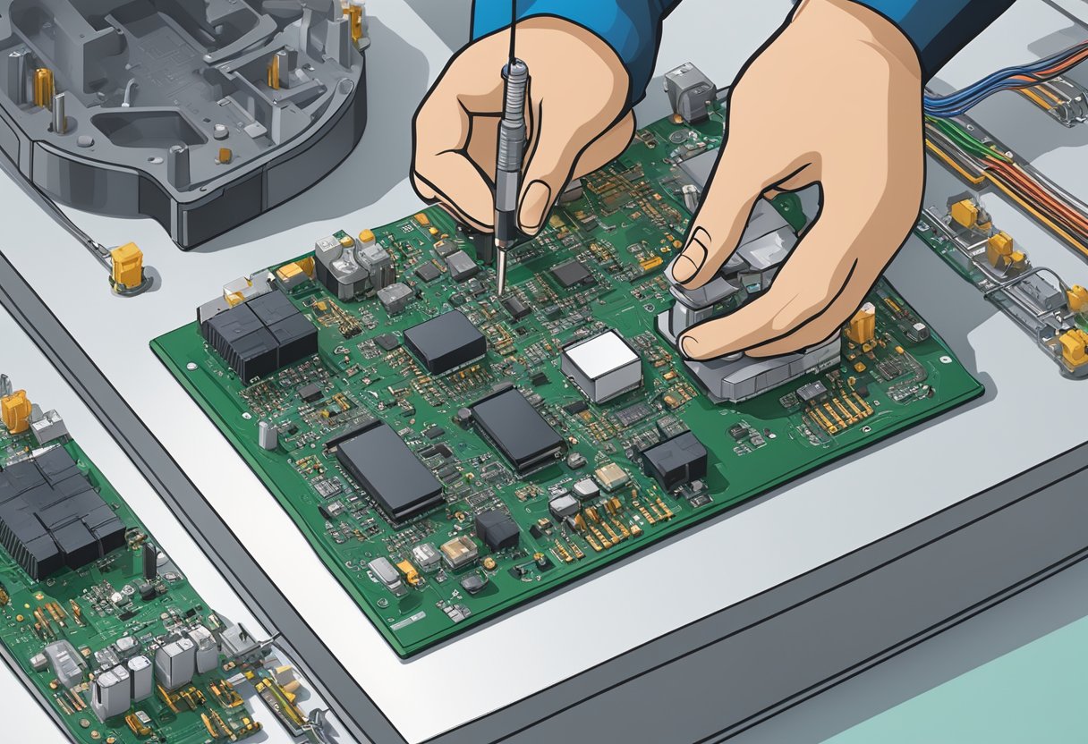 Electronic components being placed on a circuit board in a Houston assembly plant