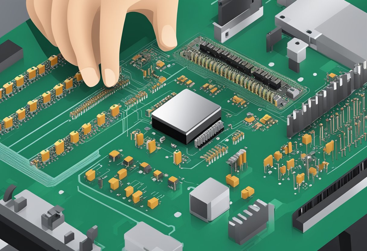 Multiple electronic components being meticulously assembled onto a printed circuit board in a South African manufacturing facility