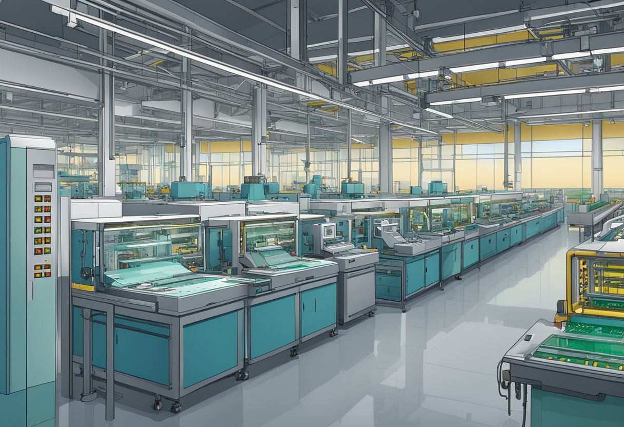 An array of PCB assembly machines and tools in a well-lit Indian facility