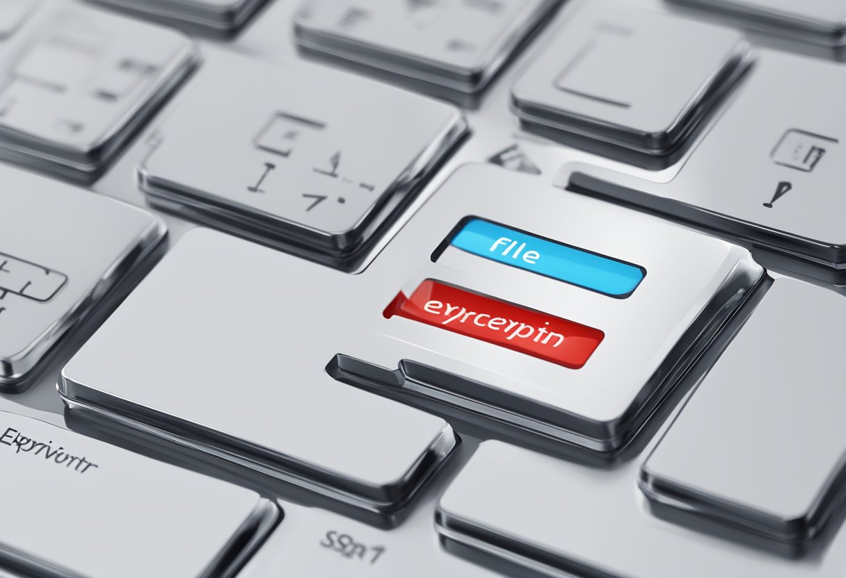 A computer screen showing a file encryption option disabled with a red "X" mark