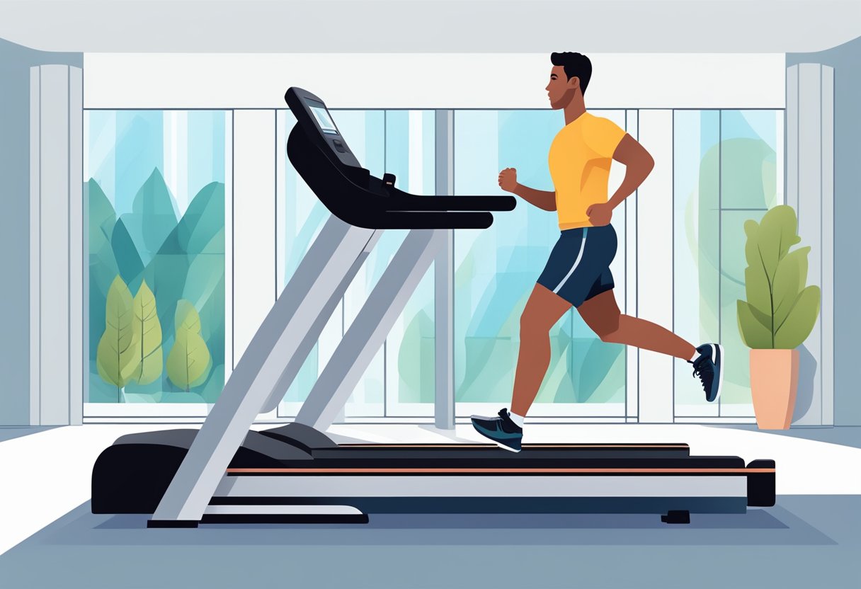 A person exercising on a treadmill with a focus on fat oxidation