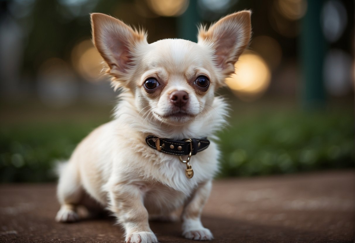 A Chihuahua puppy's fluffy coat grows in at around 6 months old, requiring regular grooming and care