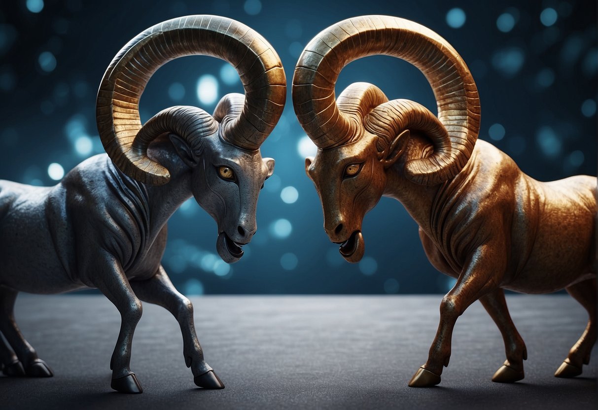 Aries and Scorpio face off, representing challenges and opportunities in their dynamic relationship