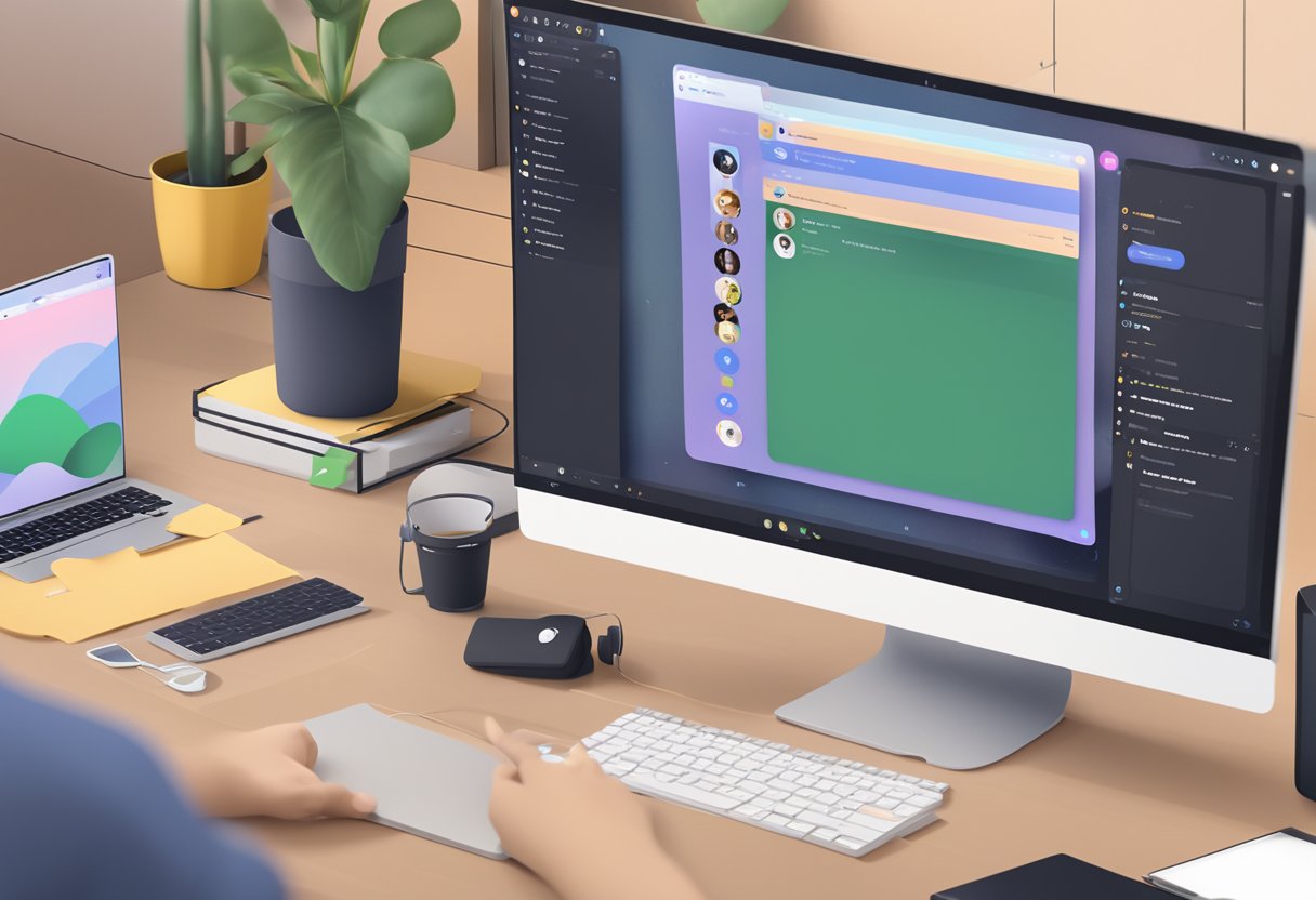 A computer screen displaying a video file being sent through Discord, with the platform's logo visible and a chat window open in the background