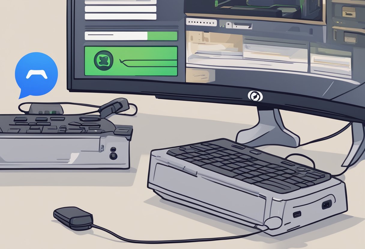 An Xbox console with a Discord app open, showing a failed connection attempt with a voice chat error message displayed