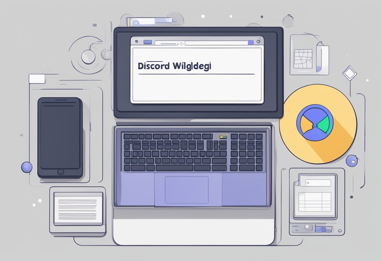 A computer screen displaying a blank widget with the words "Discord widget not loading" in the center