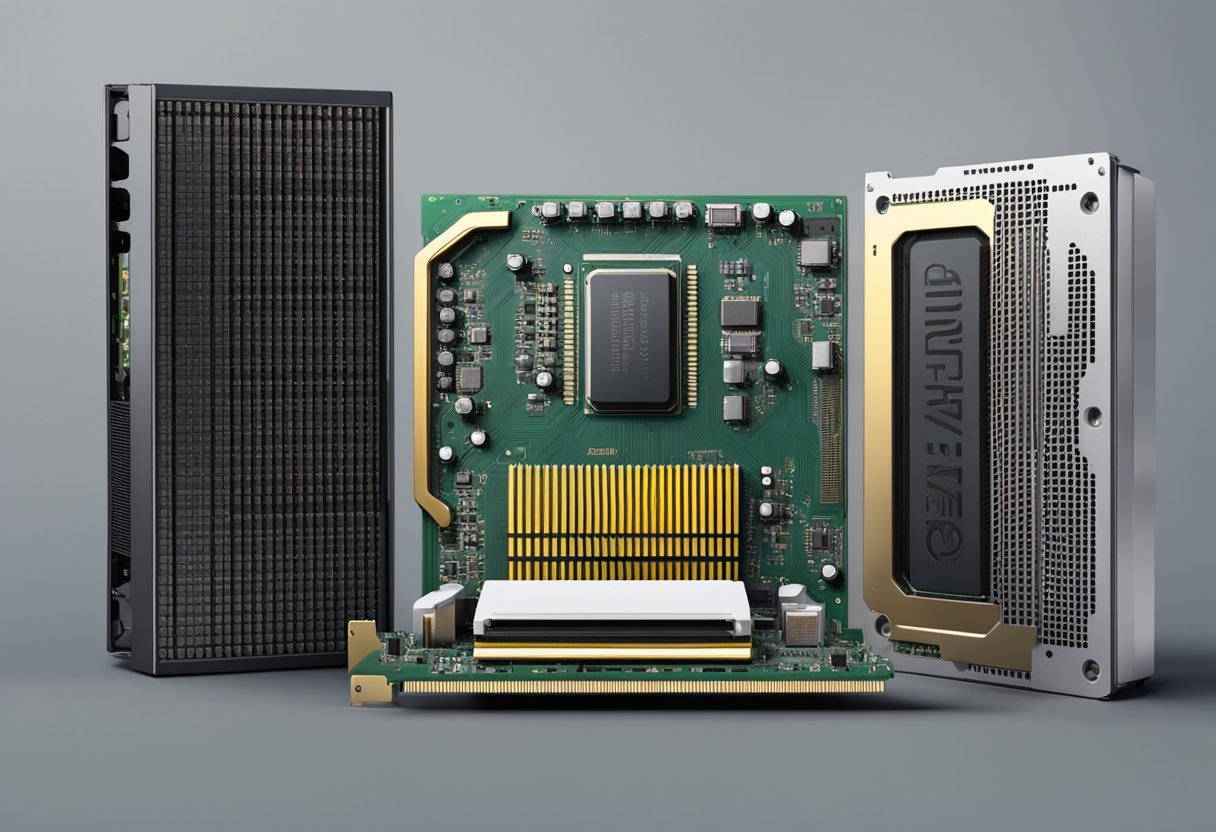 A CPU and integrated graphics sit side by side, the CPU at the center with the integrated graphics card next to it