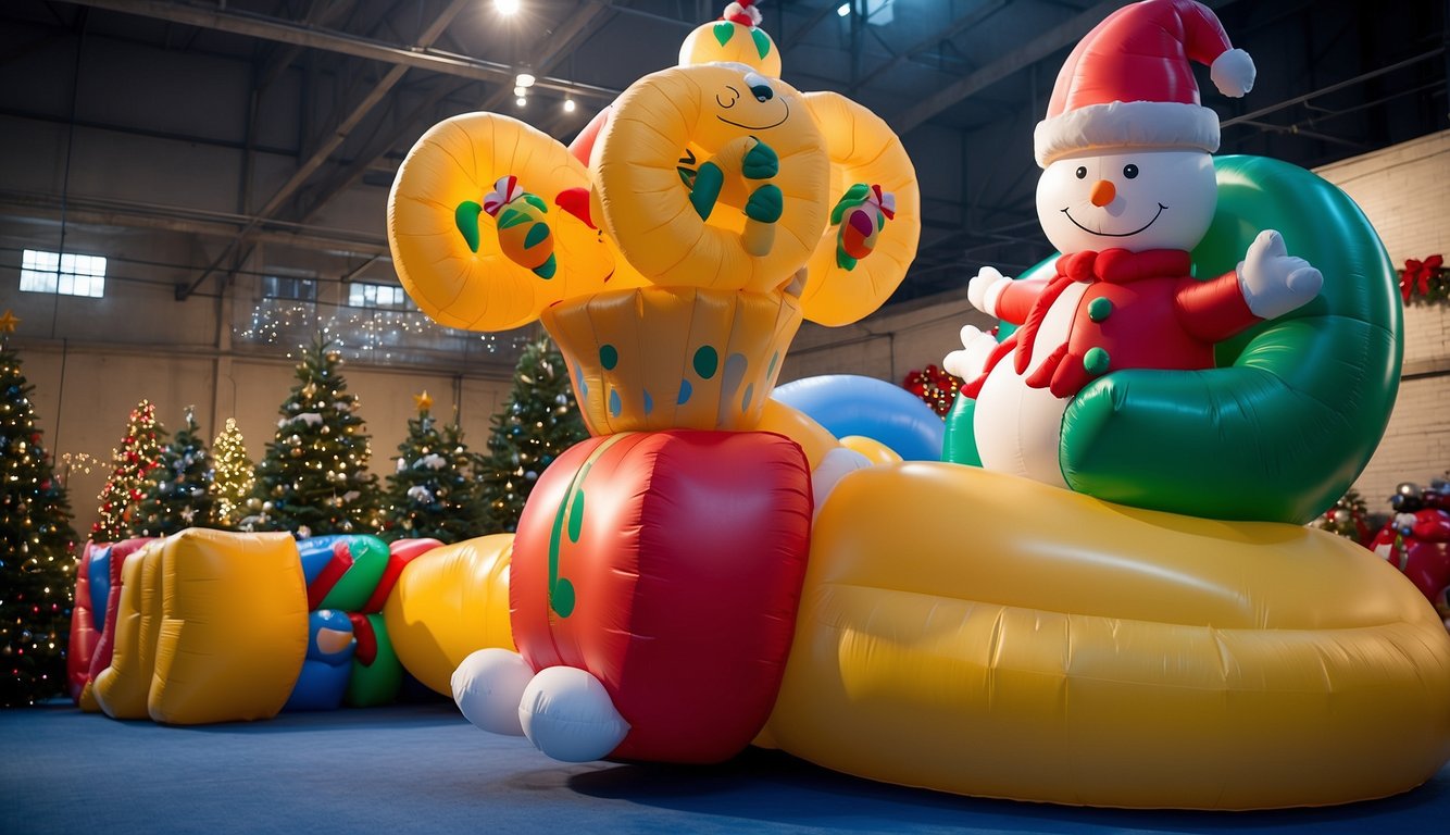 Christmas inflatables are powered by an internal fan that continuously blows air into the inflatable, keeping it upright and inflated. The fan is typically located at the base of the inflatable and is connected to a power source