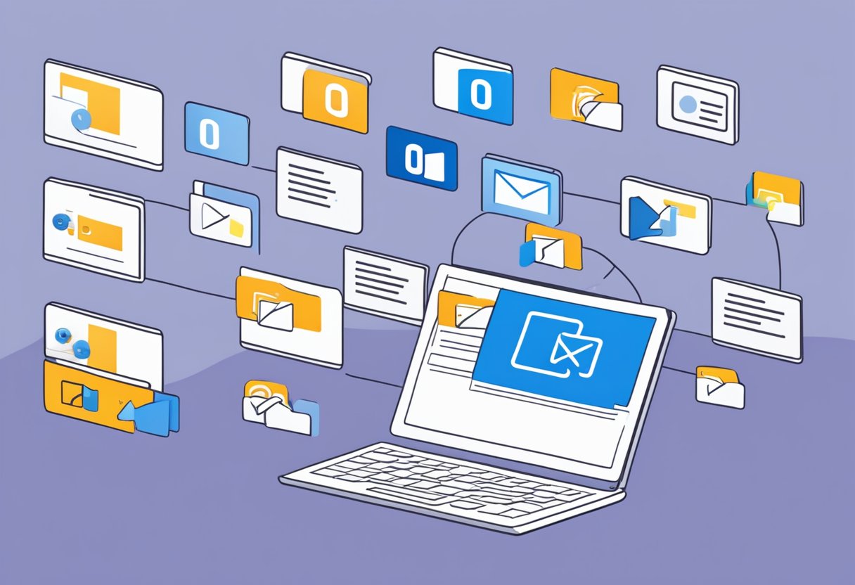 Outlook interface with autosave settings highlighted. Icons for enabling and disabling autosave displayed