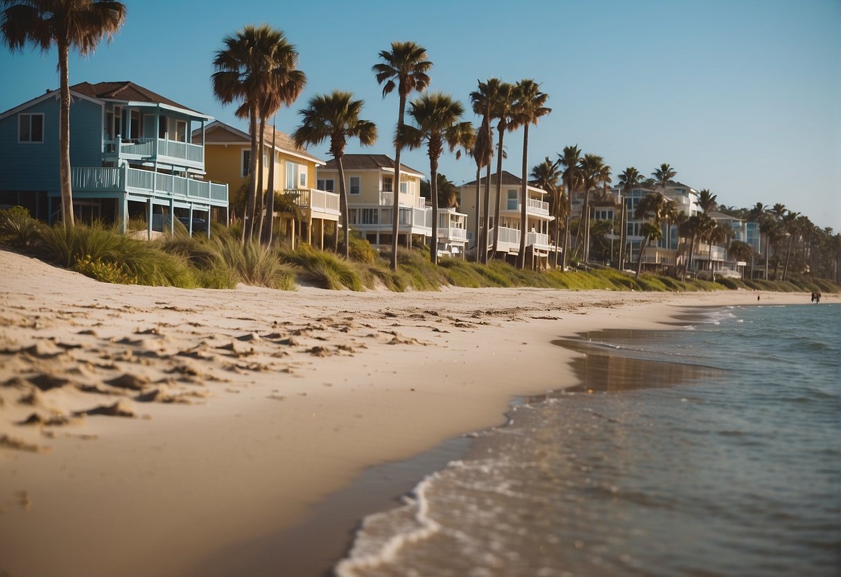 Sandy shorelines and colorful beachfront homes line the coast. Palm trees sway in the gentle ocean breeze, while locals and tourists enjoy the sun and surf
