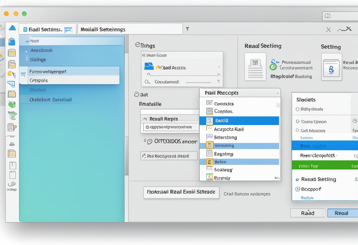 A computer screen displaying the Outlook email settings with the "Read Receipts" option highlighted and activated