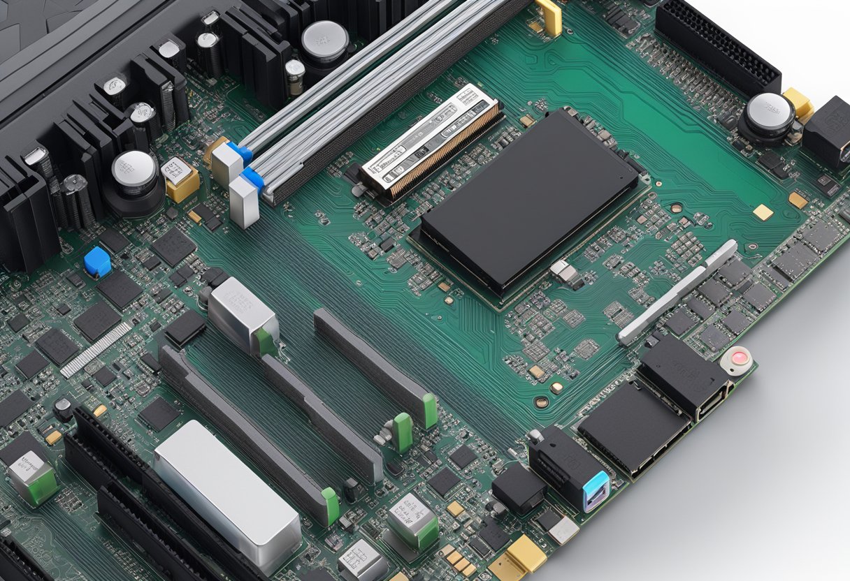 A computer motherboard with BIOS settings open, highlighting the option to enable TPM 2.0