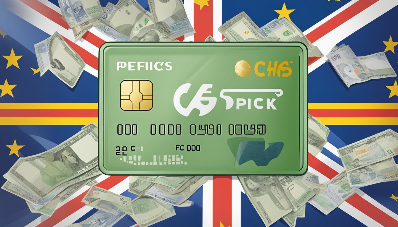 A credit card surrounded by various foreign currency symbols and flags, with a prominent "Top Picks" label