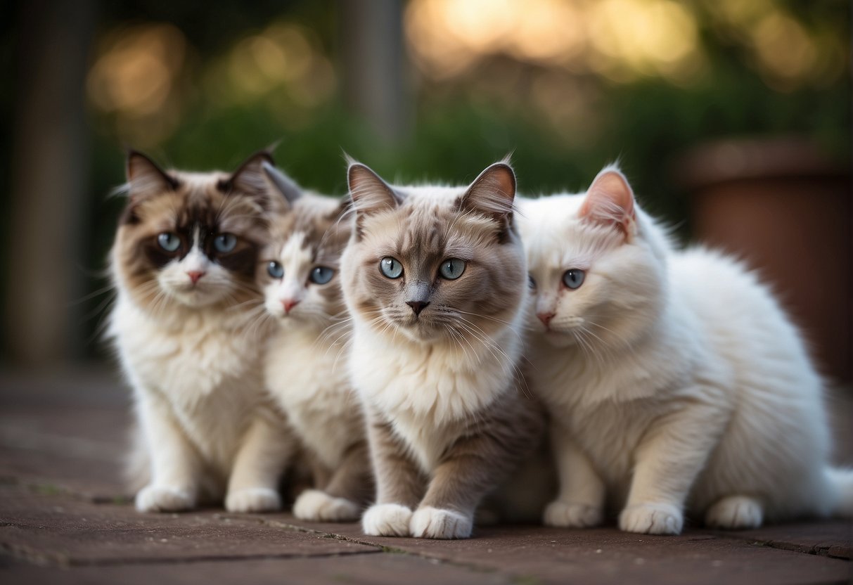 Ragdolls peacefully interact with other cats. They are gentle and sociable, making them great companions for multi-cat households