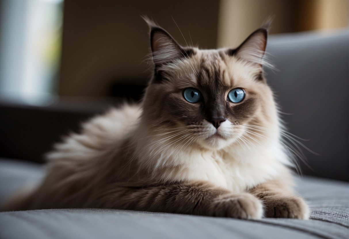 A ragdoll cat receiving regular care with associated costs, such as grooming, food, and veterinary visits