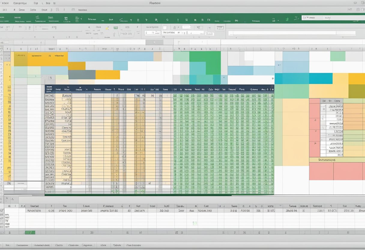 A computer screen displaying an Excel spreadsheet with a date column and a formatting tool menu open