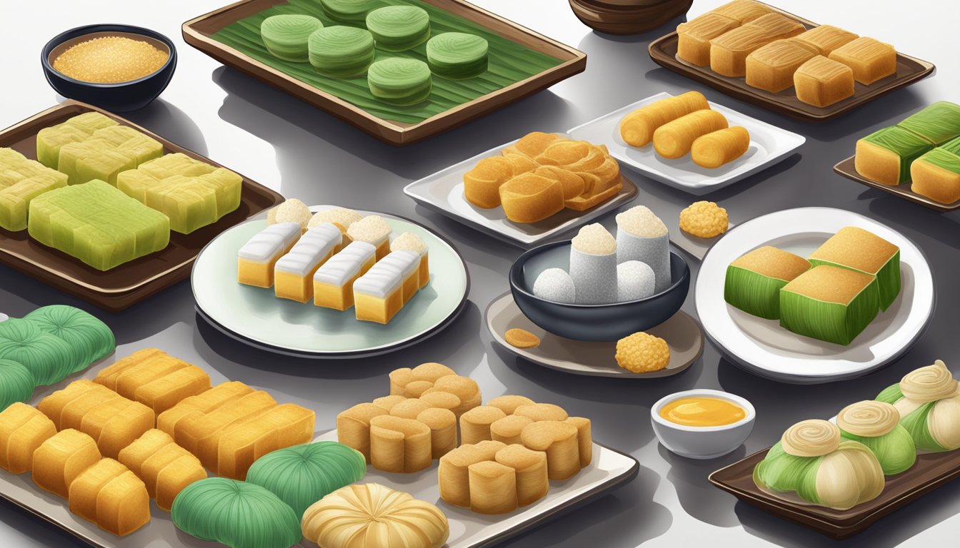 A table set with a variety of freshly baked kueh bangkit in Singapore