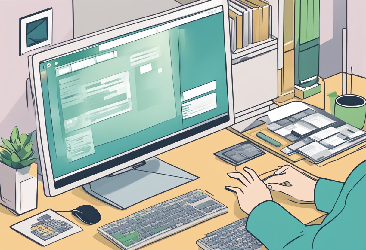 A computer screen displaying an image with metadata fields. A hand using a mouse to edit and add metadata