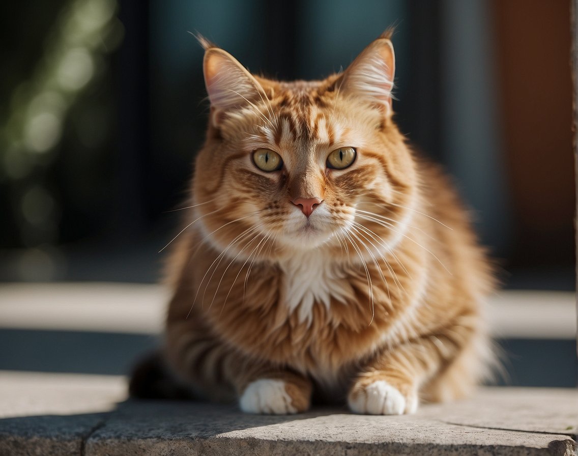 A cat in heat, displaying physical signs such as increased vocalization, restlessness, and rubbing against objects