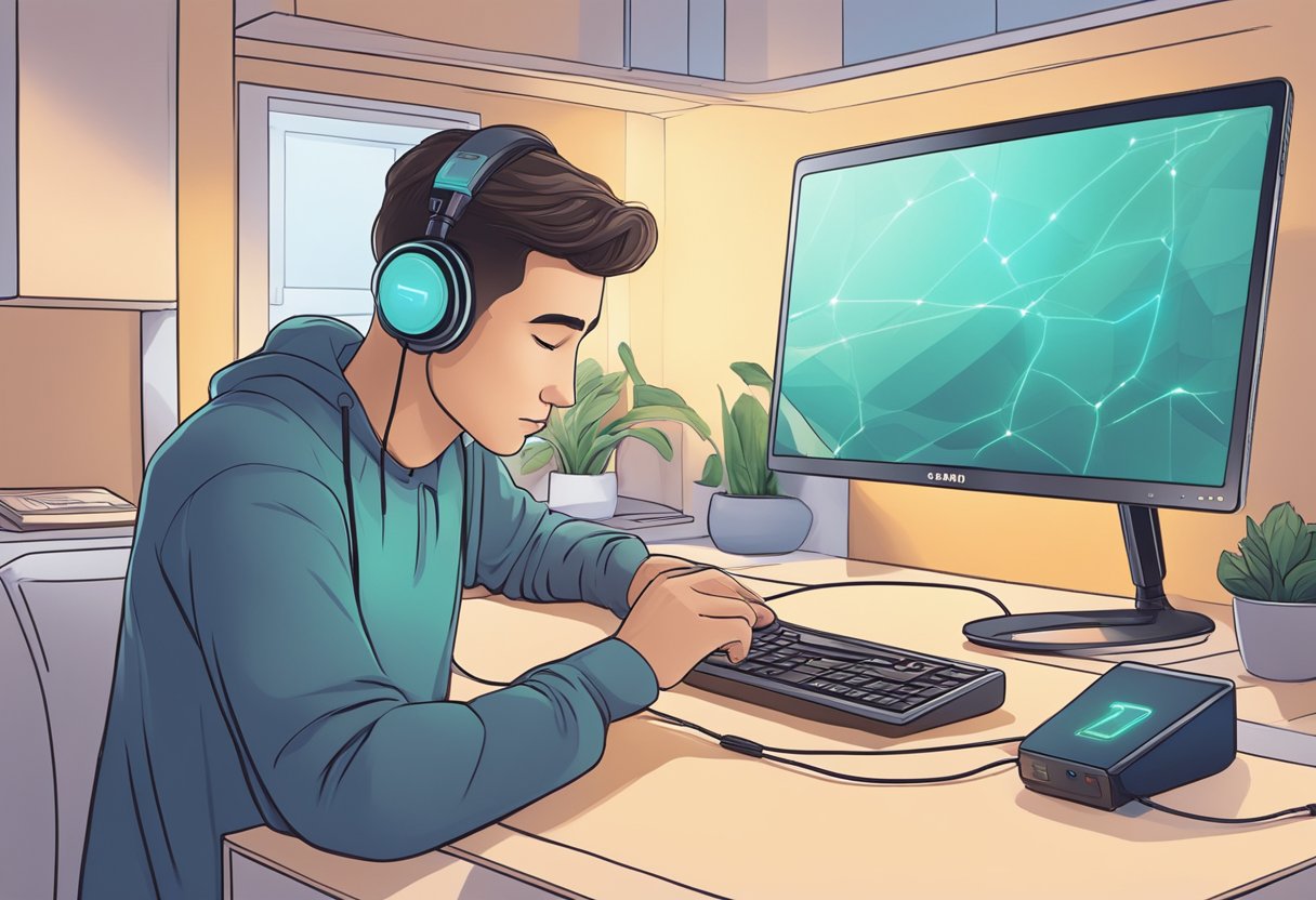 A person unplugs and resets the Samsung 5g router, checks for any loose connections, and restarts the device to troubleshoot the issue