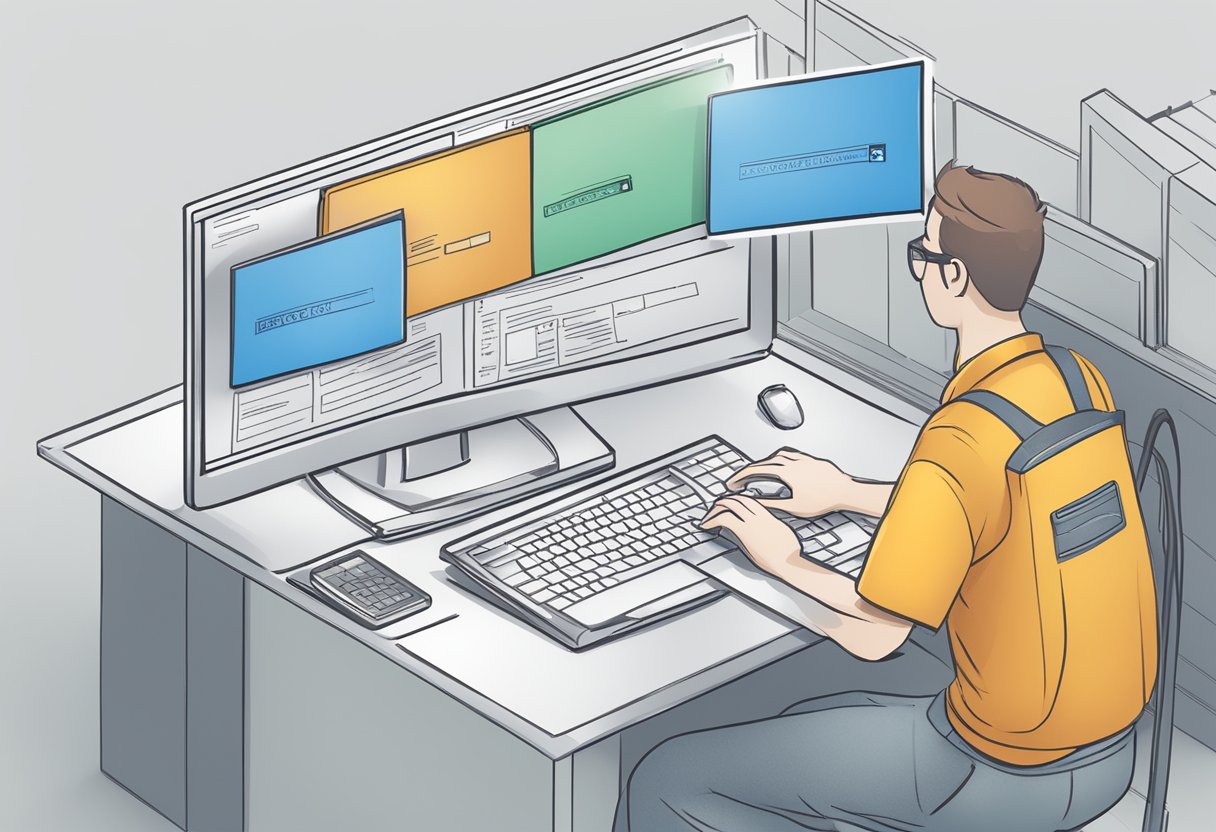 A computer screen displays an error message "Folder Redirection Error: can't move folder due to existing folder in same location."