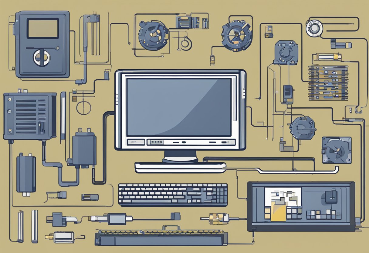 A computer screen displaying the CE-41902-6 error message with a wrench icon and a progress bar, surrounded by various electronic components