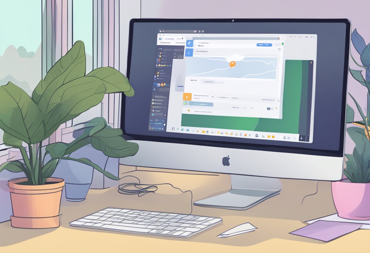 A computer screen with a Discord window open, showing a drag and drop feature not functioning properly