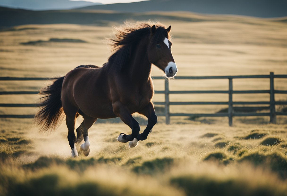 The Icelandic horse moves gracefully, showcasing its advanced gaits
