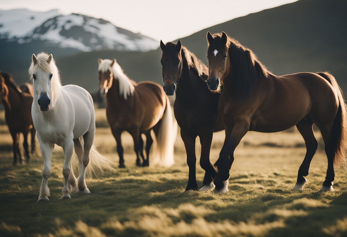Islandic horses being trained and taught in a serene setting