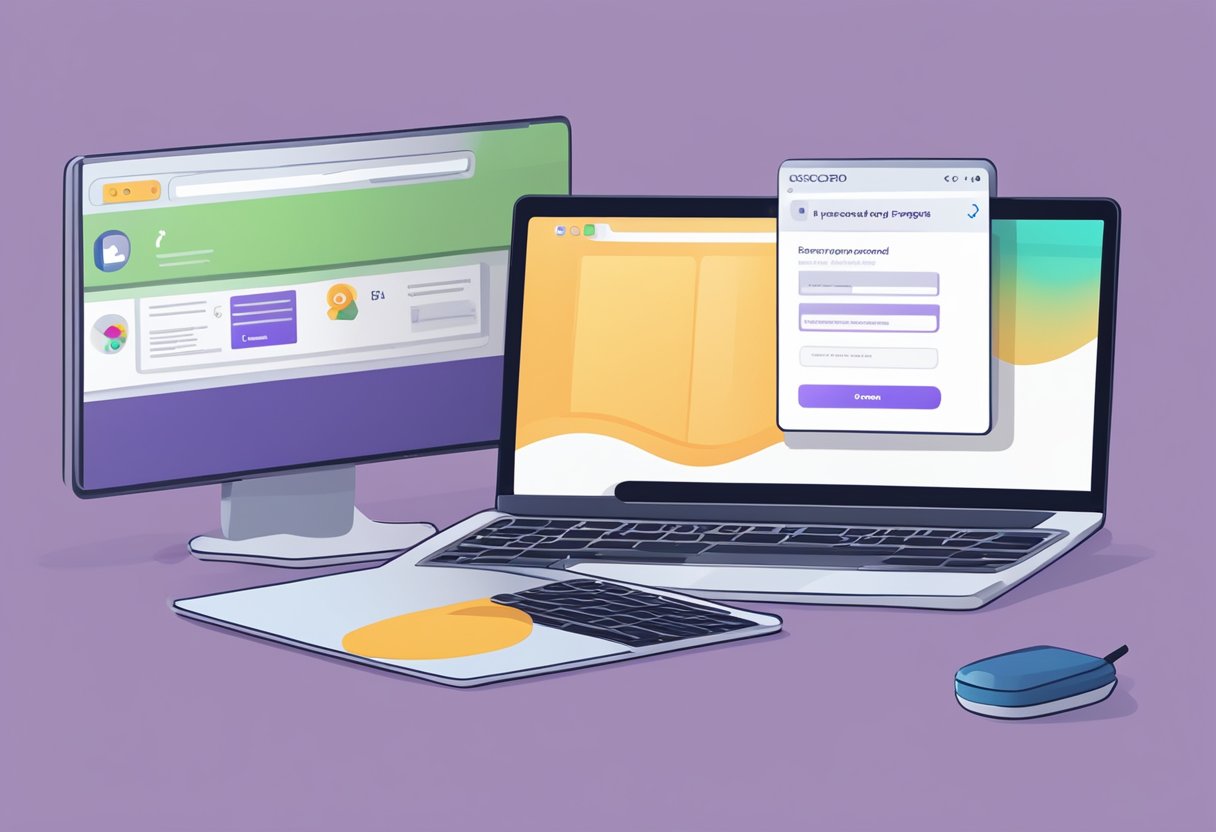 A computer screen displays a "Discord Password Recovery" page with a message "forgot password not working." A cursor hovers over the "fix" button