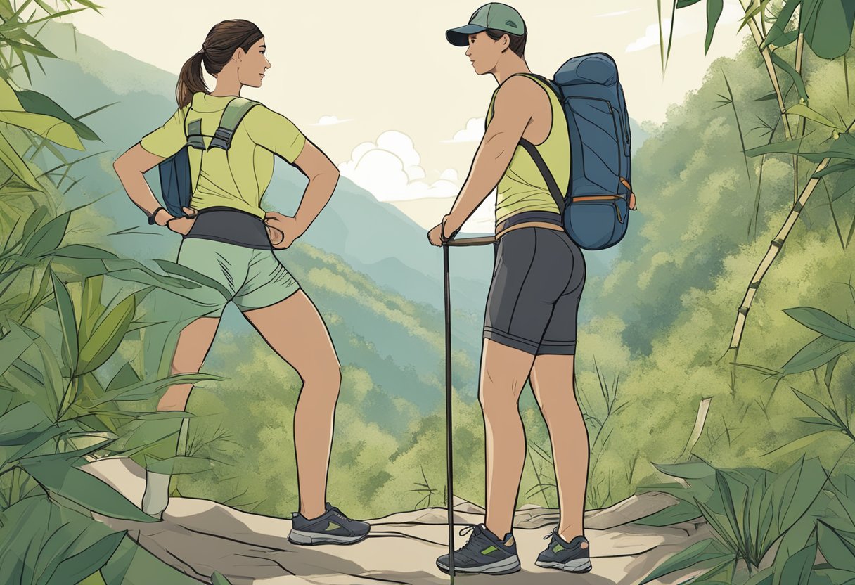 Bamboo underwear being worn while hiking, with a focus on comfort and moisture-wicking properties