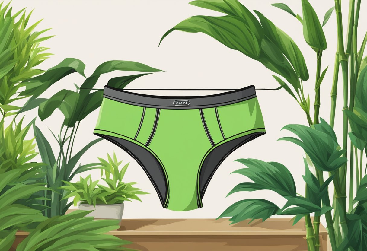Bamboo underwear displayed on eBay, surrounded by green bamboo plants