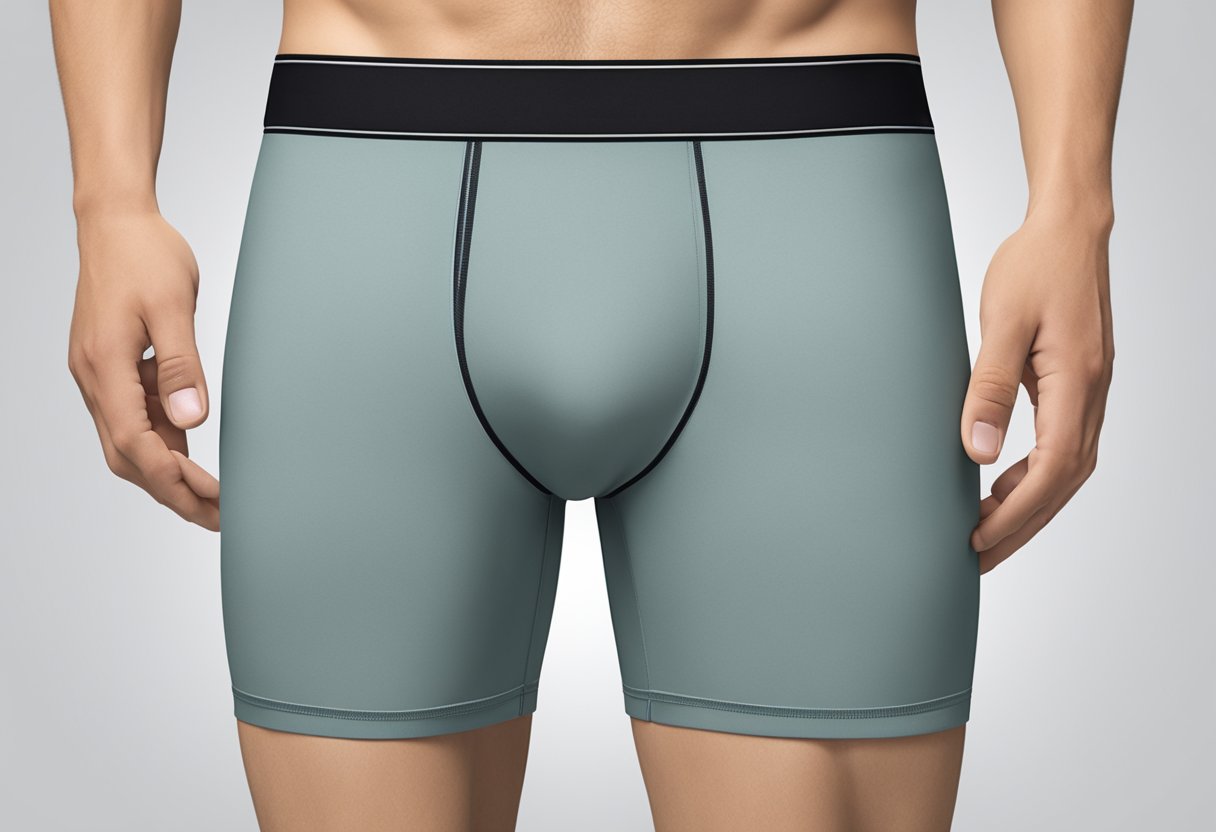 A pair of bamboo men's underwear is displayed on Amazon, with a clear view of the fabric and waistband