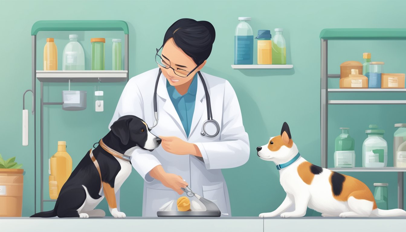 A veterinarian in Singapore carefully tends to a pet's wellbeing, checking for signs of health and providing compassionate care