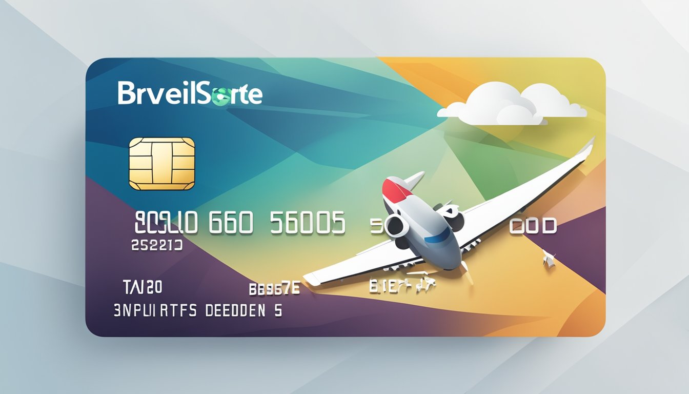 A sleek credit card surrounded by images of airplanes and travel destinations, with bold text highlighting exclusive privileges and benefits for cardholders