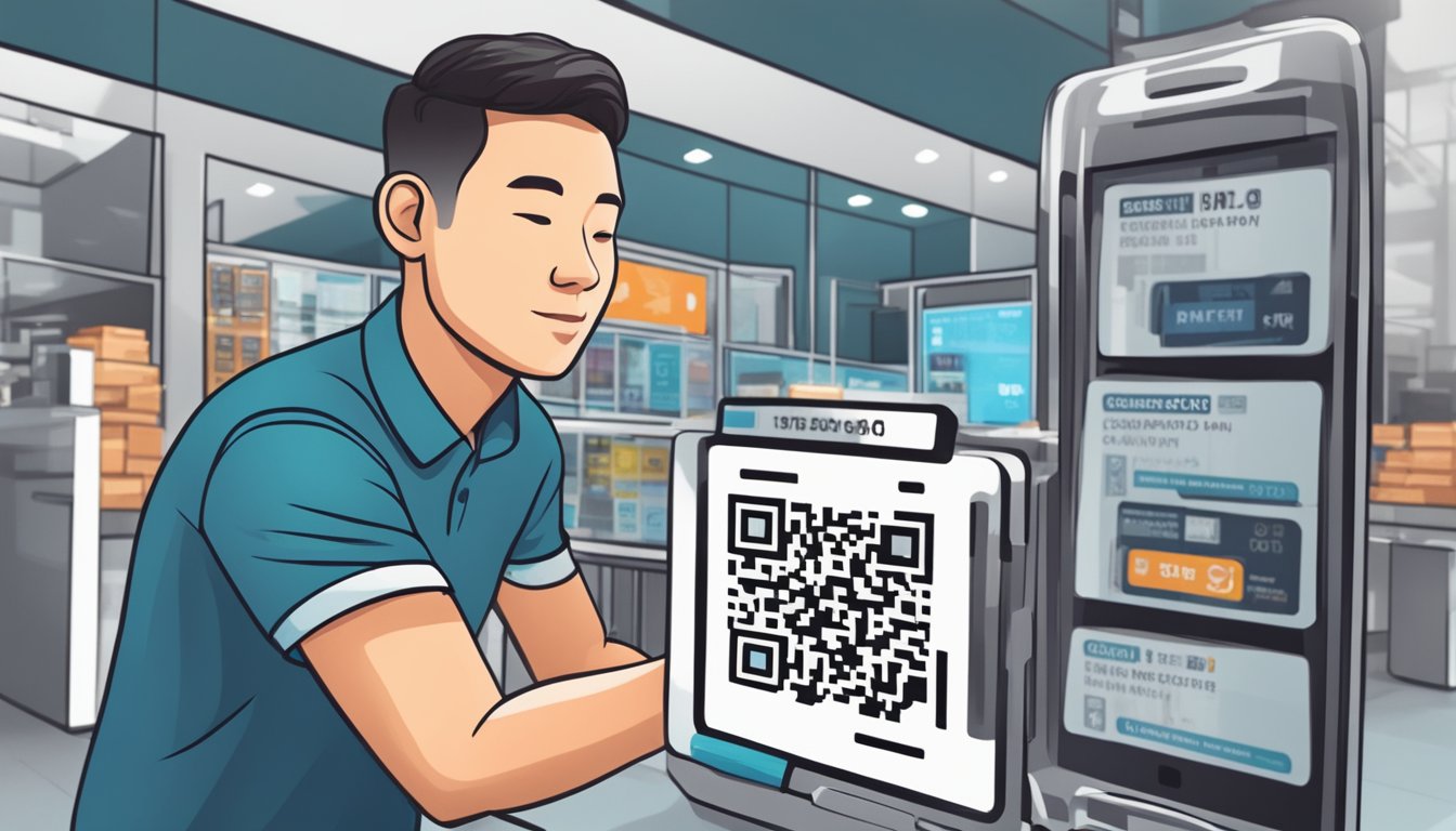A person scans a QR code with their Bitcoin wallet app to make a transaction in Singapore