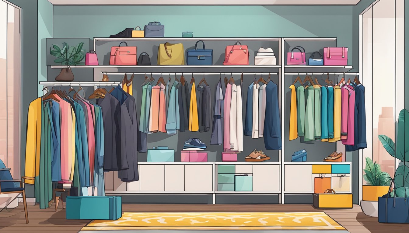 A colorful array of trendy clothing and accessories displayed on racks and shelves in a modern and inviting setting