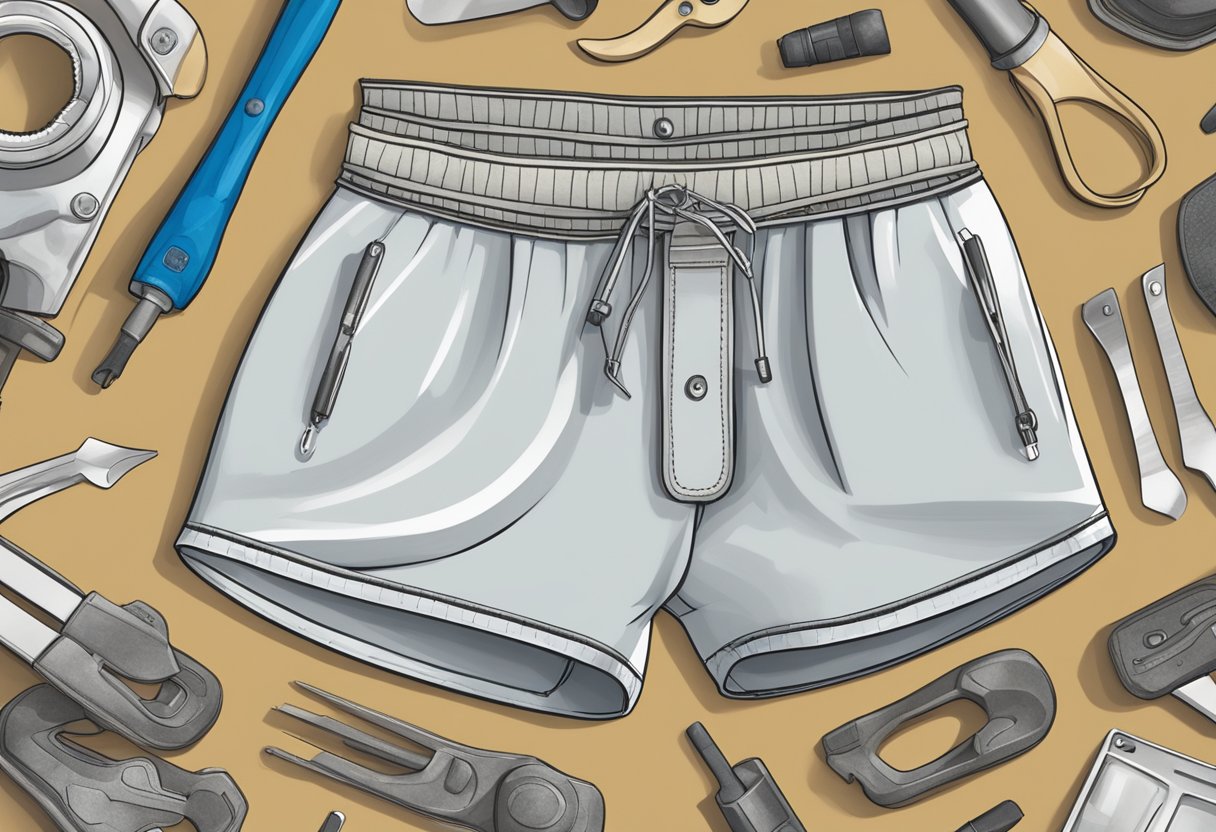 A pair of bamboo underwear is surrounded by tools and construction materials, highlighting its durability and suitability for tradies