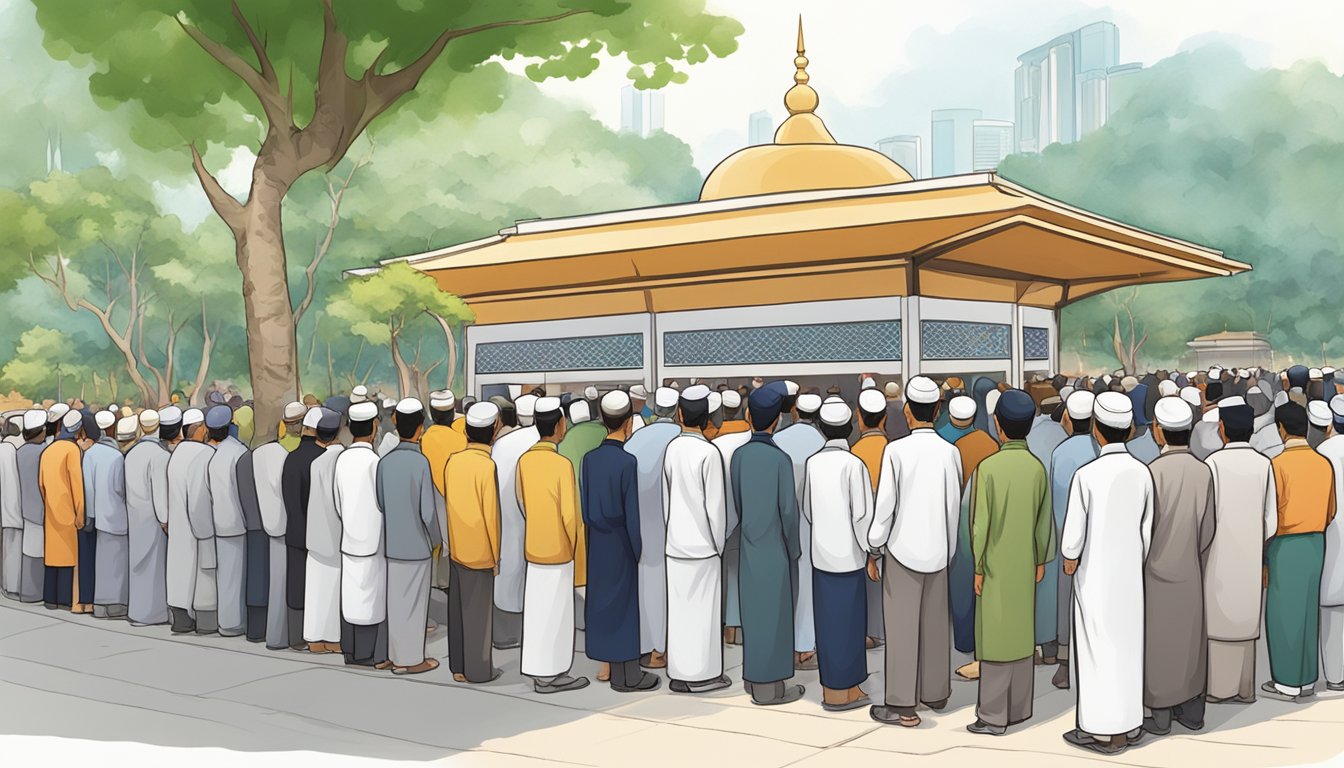 People lining up to book spots for Friday prayers in Singapore
