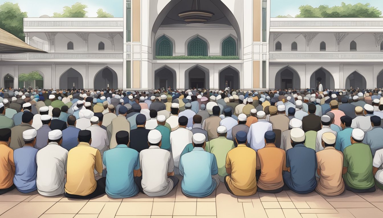 People gathering at a mosque for Friday prayers in Singapore