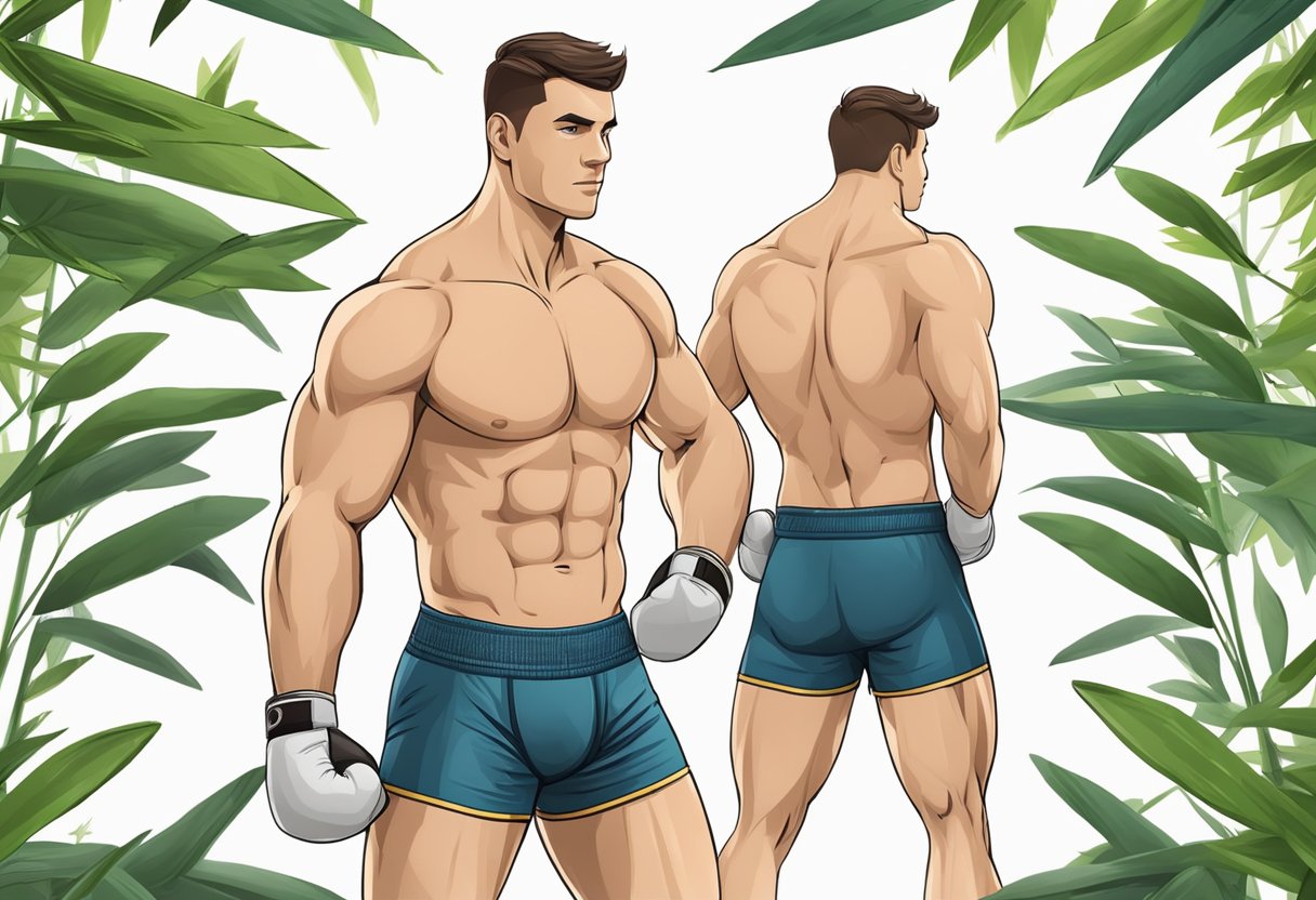 A muscular boxer stands in bamboo underwear for men