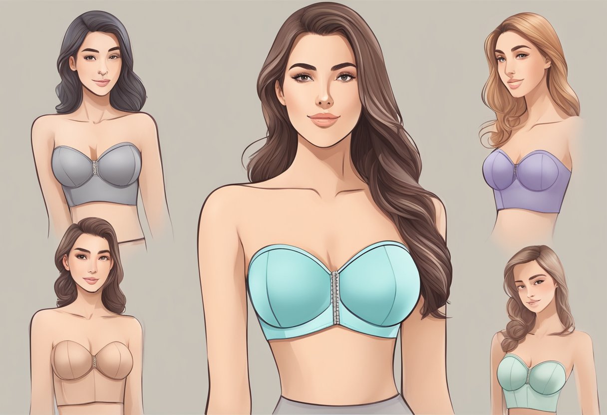 A strapless bra is snug around the chest, providing support without slipping