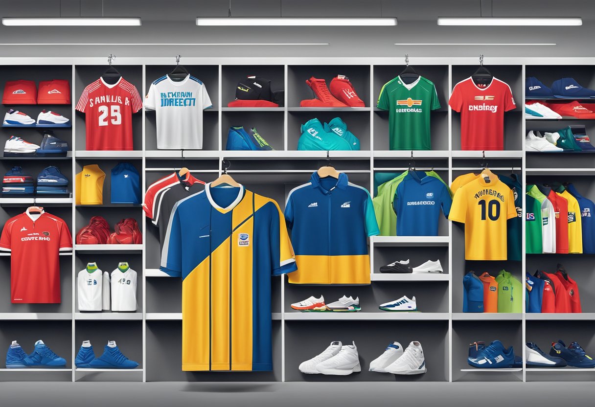 Sports direct tops for men displayed on shelves with popular brands available