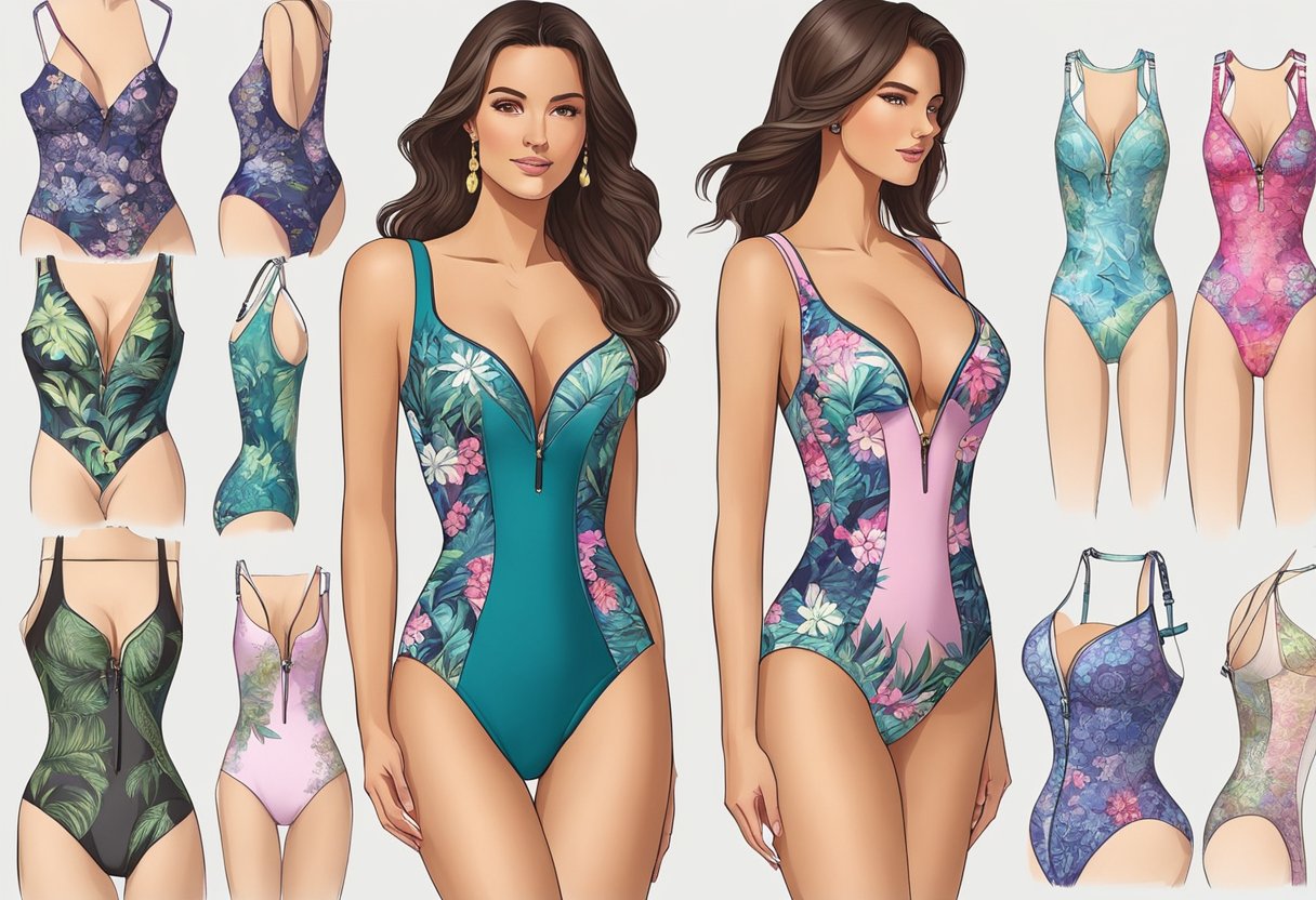A push-up bra one piece bathing suit with adjustable straps and underwire support, featuring a plunging neckline and high-cut legs for a flattering silhouette